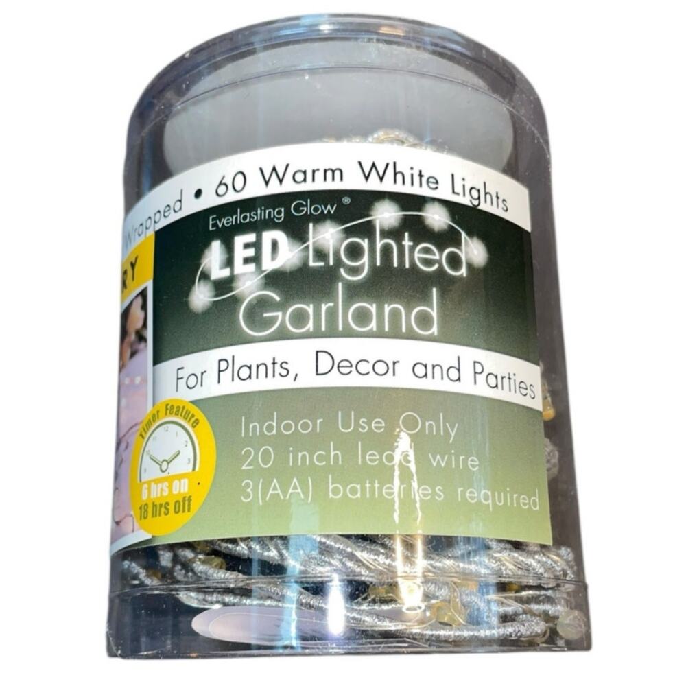 Everlasting Glow LED Lighted Garland 60 Lights Twinkle Warm White Gerson Indoor